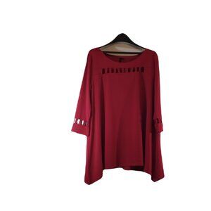 Red Nine Four One Boxy 3/4 Sleeve Tunic blouse size L